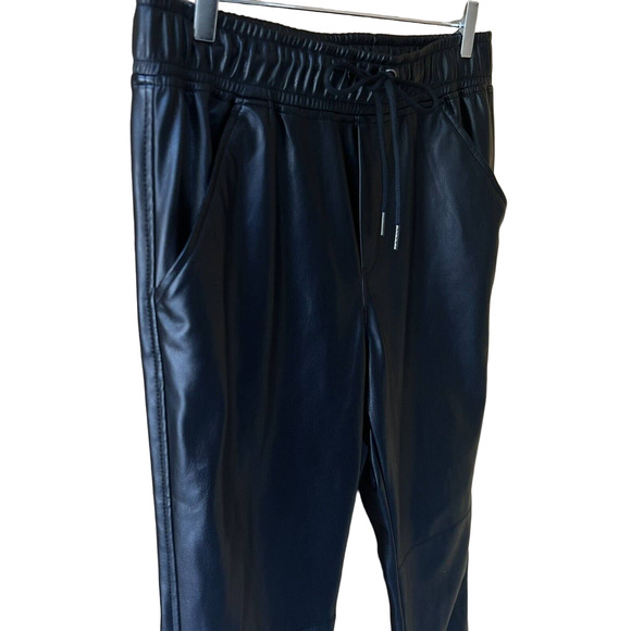 BB Dakota Women's Black Faux Leather Vegan Drawstring Jogger Pants - Size M - Picture 6 of 10